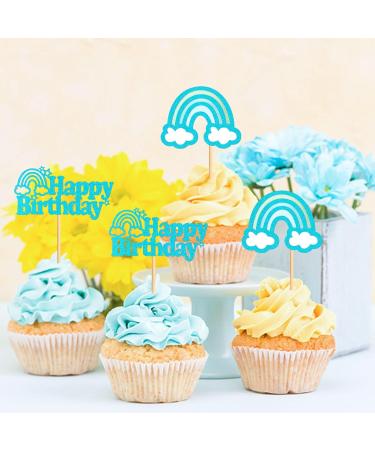 Ercadio 24 Pack Boho Rainbow Happy Birthday Cupcake Toppers Blue Boho Rainbow Cupcake Picks Boho Cake Toppers for Boho Rainbow Theme Birthday Baby Shower Party Decor Supplies A-hp Blue - Buy Online on GoSupps.com