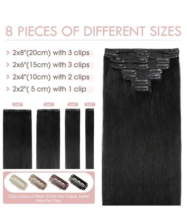 Silk-Co Clip-In Hair Extensions - 18 Clips 8 Tressen 110g Jet Black Remy Real Hair - Buy Online on GoSupps.com