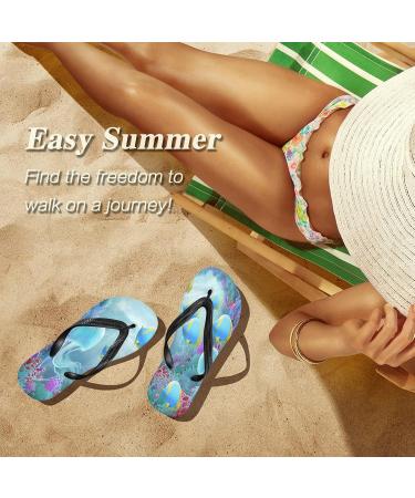 Mnsruu Underwater World Flip-Flops - Jellyfish & Coral Reef Design | XS for Men & Women | Perfect for Home Hotel Spa & Travel - Buy Online on GoSupps.com