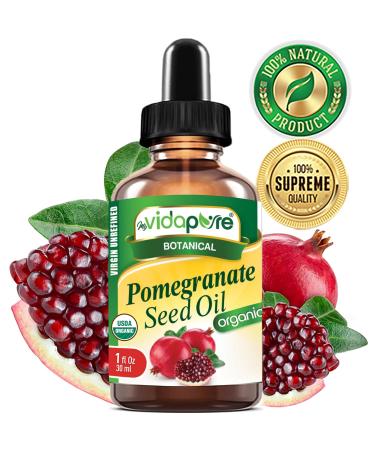 MYVIDAPURE ORGANIC POMEGRANATE SEED OIL Certified Organic 100% Natural. Refined Raw Undiluted for Skin Face Hair Lip and Nail Care. (1 Fl Oz) 1 Fl Oz (Pack of 1) - Buy Online on GoSupps.com