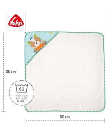 Fehn Bath Towel Sleeping Forest | Hooded Baby Towel with Fox - Soft Cotton Poncho for Infants & Toddlers (0+ Months) | 80 x 80 cm Bathing Towel - Buy Online on GoSupps.com