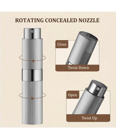 TOUREAL 8ML Aluminum Perfume Atomizer - Refillable Travel Bottle for On-The-Go - Stylish Silver Pinstripes - Buy Online on GoSupps.com