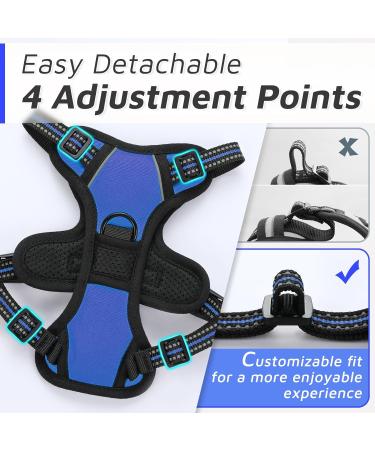 Buy Eagloo Anti-Train Dog Harness for Small Dogs - Adjustable Durable Reflective Strips for Walking & Jogging - XS Blue (1 Pack) - Buy Online on GoSupps.com
