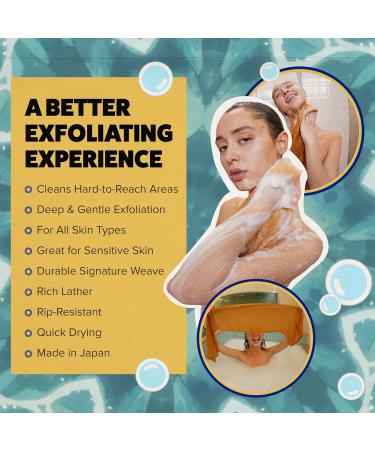 Buy Goshi Peeling Shower Towel - Tear-Resistant Waves for All Skin Types | Made in Japan | Sunset Chevron Design (Yellow/Orange/Evening Red) - Buy Online on GoSupps.com