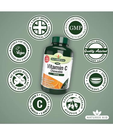Natures Aid Vitamin C 500mg Chewable Tablets - Vegan Friendly & Sugar Free - 100 Count - Buy Online on GoSupps.com