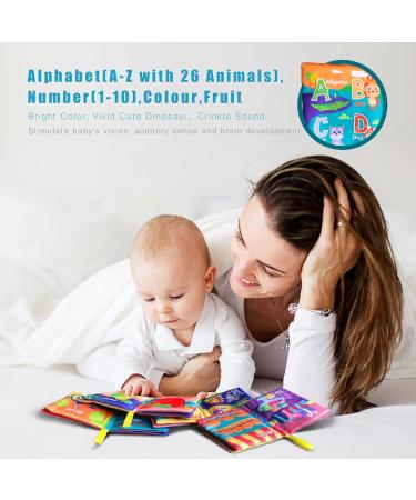 AMINFUN Soft Cloth Baby Book Toy Colorful Fabric Baby Learning Book(ABC-Z Alphabet 123-10 Colour Fruit 4 Pack) Touch and Feel Crinkle Sound Early Educational Toy Gift for Babies Infants Toddlers - Buy Online on GoSupps.com