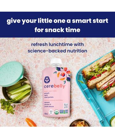 Cerebelly Baby Food Pouches Organic Spinach Apple Sweet Potato (4 oz Pack of 6) - 16 Nutrients from Superfoods - Healthy Snacks Made with Gluten-Free Ingredients BPA-Free Non-GMO No Added Sugar Spinach Apple Sweet Potato 4 Ounce (Pack of 6) - Buy Online on GoSupps.com