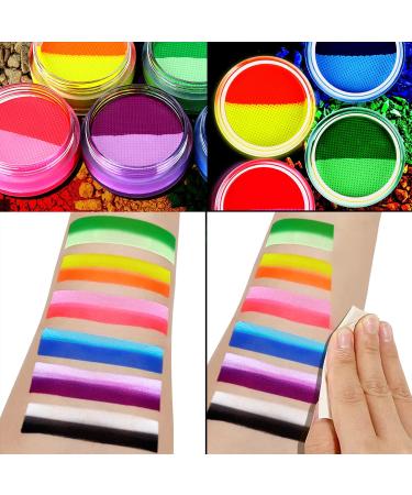 Water Activated UV Glow Neon Cake Eyeliner - 12 Bright Colors for Blacklight Luminous Makeup - Halloween & Club Costume Paint - Buy Online on GoSupps.com