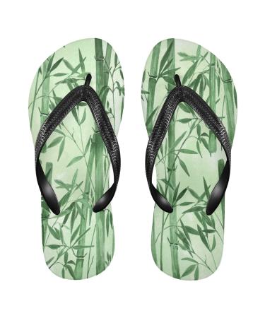 Mnsruu Watercolor Art Bambus Tree Green Flip Flops Flops Sandals Home Home Hotche Hotel Spa Bedroom Travel M for Men Women Large Multi -Color