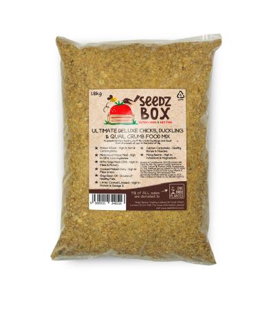 Chick Crumb Feed 1.8kg Food - Chick Duckling and Quail Crumb Food Mix - Complete Poultry Grower Mash Feeding Stuff From One Week of Age - SeedzBox - Donation to OneTreePlanted 1.8 kg (Pack of 1)