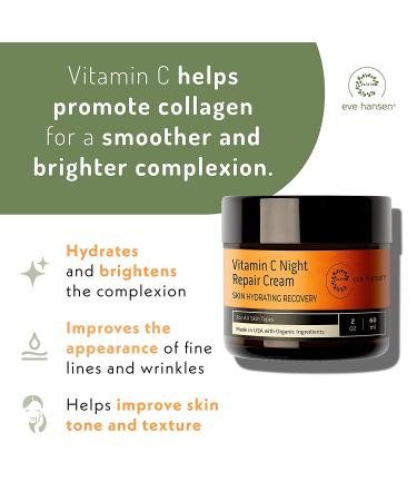 Eve Hansen Vitamin C Night Cream - Anti Aging Face & Neck Moisturizer for Acne Scar & Dark Circle Removal - 2 oz - Buy Online on GoSupps.com