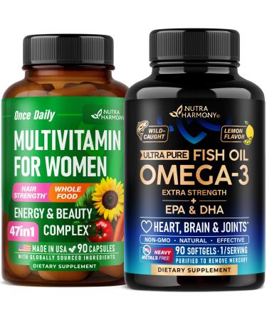 NUTRAHARMONY Multivitamins for Women Capsules & Omega 3 Fish Oil Softgels