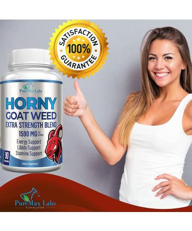 Horny Goat Weed 1590mg Extra Strength w/ Maca, L-Arginine, Ginseng - Boost Performance, Stamina, Energy - Non-GMO Formula - 90 Capsules - Buy Online on GoSupps.com