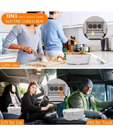 Buy Glovios 1.5L Electric Lunch Box - 3-in-1 Food Warmer (12V/24V/220V) | Portable Insulated Heating Bento Box with Bag & Utensils - Gray - Buy Online on GoSupps.com