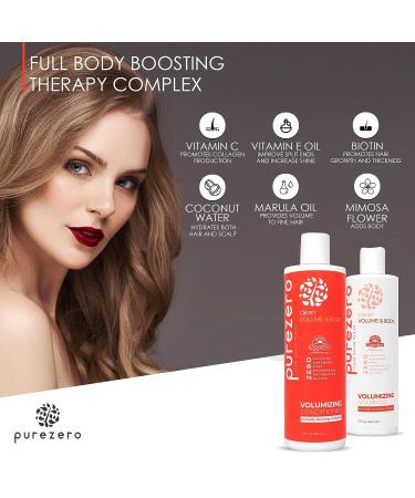 Purezero Volumizing Shampoo and Conditioner Set for Fine Hair - Adds Volume & Body - Sulfate, Paraben, and Dye-Free - 100% Vegan & Cruelty-Free - Ideal for Color Treated Hair - Buy Online on GoSupps.com