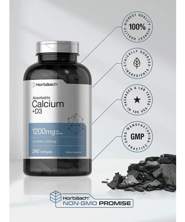 Calcium with Vitamin D3 1200mg | 240 Softgels | 5000 IU Vitamin D3 | Absorbable & Non-GMO | Gluten-Free by Horbaach - Buy Online on GoSupps.com