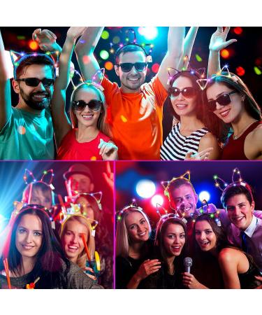 Janinka LED Cat Ears Headband 30 Pcs Light up Rabbit Ear Unicorn Hair Accessories for Women & Girls - Halloween & Christmas Party Supplies - Yellow Purple - Buy Online on GoSupps.com