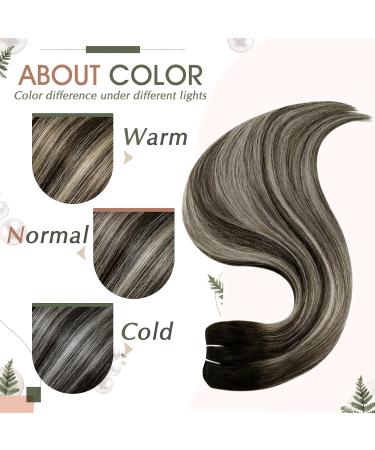 Runature Balayage Real Hair Extensions - 50cm Remy Human Hair Black Silver Ombre 100g Sew-In Weave for Smooth Texture - Buy Online on GoSupps.com