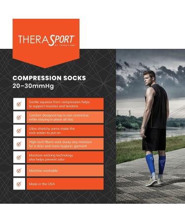 TheraSport Large White Athletic Performance Socks | 20-30mmHg Moderate Compression - Buy Online on GoSupps.com