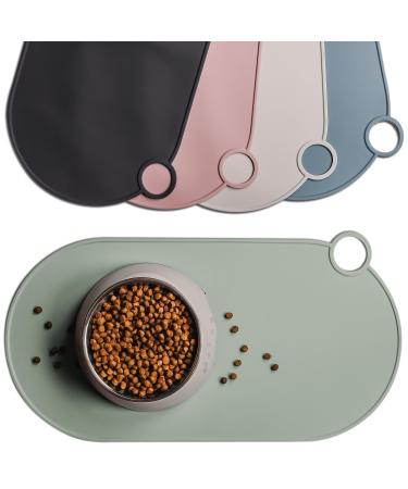 ne & no bowl pad silicone |For cats and little dogs |Katznapf underlay waterproof |Feed mat Nail Festival |Silicone mat with a hanging -offs 49 x 25 cm (Sage Green)