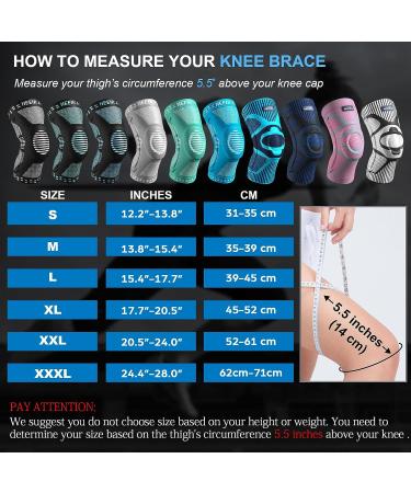 NEENCA Knee Brace with Patella Gel Pads & Side Stabilizers - Medical Grade Compression Sleeve for Meniscus Tear, ACL, Arthritis - Joint Pain Relief - Size M Peacock Blue - Buy Online on GoSupps.com
