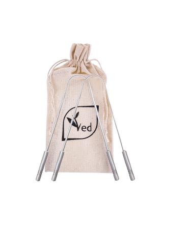 Ved tongue scraper with an environmentally friendly travel bag 2 pieces 100% stainless steel in medical quality rust -free tongue scraps made of metal.