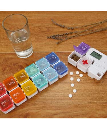 Cozycabin 7-Day Pill Organizer with Alarm - Large Weekly Vitamin & Medication Box (AM/PM) for Travel - Rainbow - Buy Online on GoSupps.com