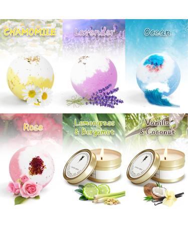 LASENTEUR Bath Bombs and Scented Candles Set Fizzy Bubbles Spa Bath Gifts for Her Mothers Day Gifts Candles Gifts for Women Birthday Gifts to Relax and Moisturize Skin - Buy Online on GoSupps.com