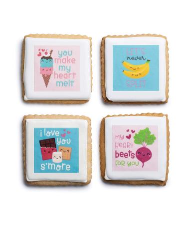 Happy Valentines Day Cookies Gift Basket  Decorated Vanilla Sugar Cookie Greeting Card  Unique Cool Food Gift Box  For Him  Her  Boy  Girl  Friend  Spouse  Wife  Prime Delivery  4 Count - Buy Online on GoSupps.com