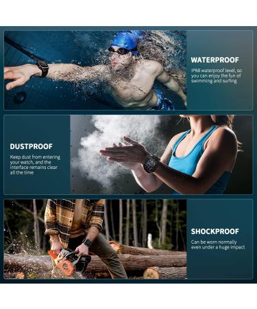 PUREROYI Military Smart Watch for Men - IP68 Waterproof Bluetooth Call - Tactical Fitness Tracker for Android iOS - Outdoor Sports - Black - Buy Online on GoSupps.com