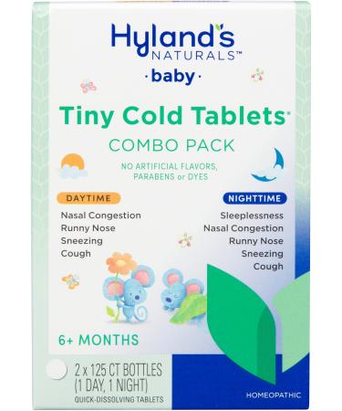 Hyland s Naturals Baby Tiny Cold Tablets Day & Night Value Pack Infant and Baby Cold Medicine Decongestant Runny Nose & Cough Relief 250 Quick-Dissolving Tablets Day/Night Combo