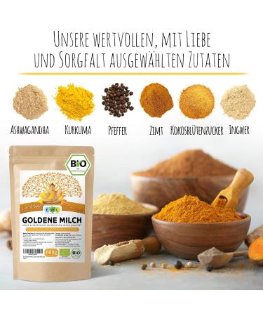 Organic Golden Milk 600g | EWL Natural Products | Turmeric Ginger Ashwagandha Ceylon Cinnamon & Coconut Blossom Sugar - Buy Online on GoSupps.com