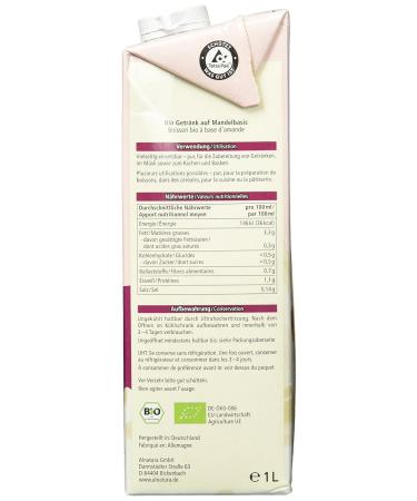 Alnatura Unsweetened Almond Drink Pack of 8 (8 x 1L) | Dairy-Free Vegan Milk Alternative for Healthy Living - Buy Online on GoSupps.com