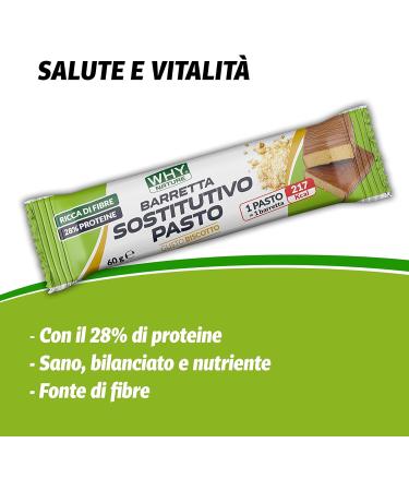  WHY NATURE WHY NATURE PASTO REPLACEMENT BARRETTE - Protein bars - Replacement meal - Single portion protein snack - Biscuit taste - 60g - Buy Online on GoSupps.com