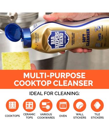 Bar Keepers Friend Soft Cleanser 13oz Cookware Cleaner Bundle with Microfiber Towel & Sponge - Bleach-Free Pot and Pan Cleaning Solution - Buy Online on GoSupps.com