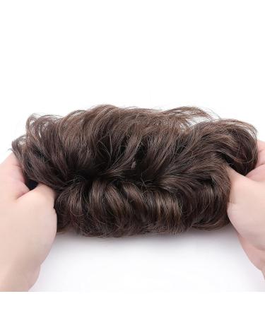 Silk-Co Hair Part with Rubber Band - Wavy Soft Dutt Hair Extensions Messy Bun Updos - 45g Medium Brown & Red-Brown - Buy Online on GoSupps.com