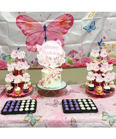Butterfly Happy Birthday Cake Toppers Set 24 Pcs Butterfly Cupcake Picks with 1 Pc Pink Boho Cake Topper Girls Birthday Party Decorations Supplies - Buy Online on GoSupps.com