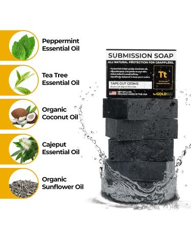 Premium Tea Tree Oil Soap for BJJ/Wrestling/Grappling - USA Made, Activated Charcoal, 4oz Bar - Buy Online on GoSupps.com
