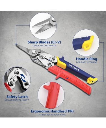 WORKPRO 10" Tin Snips Straight Cr-V Steel Aviation Snips Compound Snips for Cutting Aluminum & Metal Sheets or as Household Scissors - Buy Online on GoSupps.com