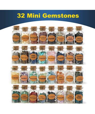 32-Piece AMBER IMPRINT Witchcraft Crystals Set with Wooden Tray - Chakra Healing Crystals in Gift Package - Witchcraft Supplies for Beginners - Buy Online on GoSupps.com