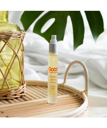 Good Clean Love Indian Spice Love Oil | 100% Natural Massage & Intimate Body Oil | Exotic Scent & Aphrodisiac Fragrance | 10mL Pump Spray - Buy Online on GoSupps.com