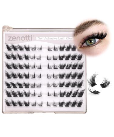 Self Adhesive Lash Clusters Fluffy Lashes Clusters No Glue Needed Wispy Fox Eye Lashes Reusable DIY Lash Extension Kit L Curl Individual Lashes Left & Right Cluster Lashes Fluffy - Kit