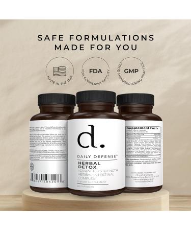 Daily Defense Herbal Detox with Zinc Garlic Wormwood Black Walnut Hull - Gut Cleanse Detox Dietary Supplements for Women & Men 60 Capsules - Buy Online on GoSupps.com