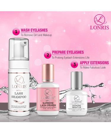 Low-Fume Eyelash Extensions Glue - LONRIS Diamond Sensitive 10ml | No Irritation Long-Lasting Hold for Beginners & Experts - Buy Online on GoSupps.com