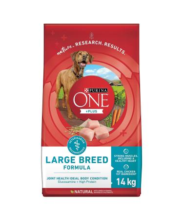 Purina ONE +Plus Large Breed Dry Dog Food with Chicken - 14 kg Bag 14 kg (Pack of 1)