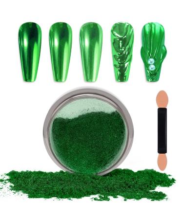 Laza chrome nail powder mirror effect metallic dust holographic glitter glittered manicure decoration reflective pigment for diy gel polish nail art resin crafts gifts for green greenen