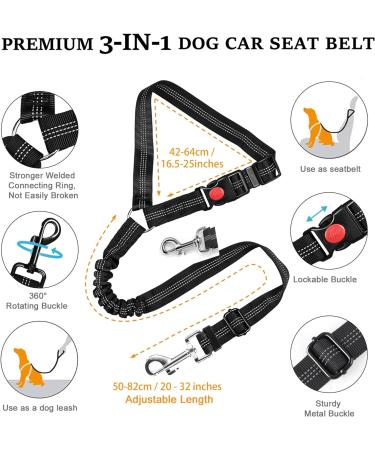Adjustable Dog Car Seat Belt Restraint - Durable Headrest Harness for Pets - Buy Online on GoSupps.com
