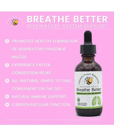 Creator's Touch Botanicals Breathe Better Support Lung Nutritional Supplement Liquid 2fl.oz Tincture Bottle Mullein Plantain Ginger Oregano Black Cumin Seed Macerated Herbs for Potency. - Buy Online on GoSupps.com