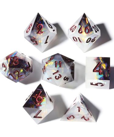 Mini Planet Handmade Sharp Edged DND Dice Set for TTRPG D&D - Polyhedral Dice Critical Role Goblin Glitter RPG Resin Hoard Dark Knight - Buy Online on GoSupps.com