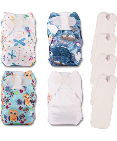 Littles & Bloomz Pocket Reusable Nappies NB-408MF4 - 4 Newborn Diapers with Microfibre Inserts - Buy Online on GoSupps.com